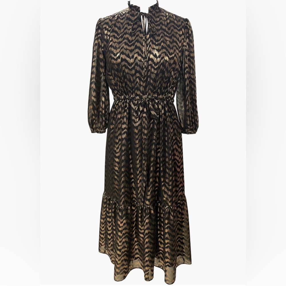 NWT Julia Jordon Metallic Long Sleeve Dress Size 10